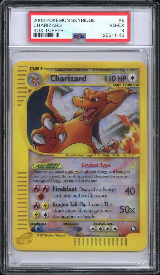 2003 Pokemon Skyridge Charizard Box Topper 9 PSA 4