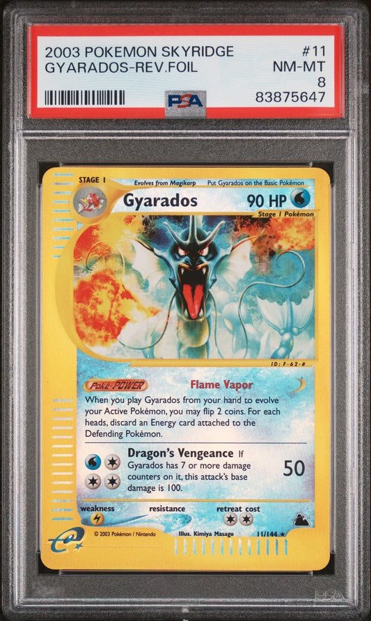 2003 Pokemon Skyridge Gyarados Reverse Holo 11/144 PSA 8