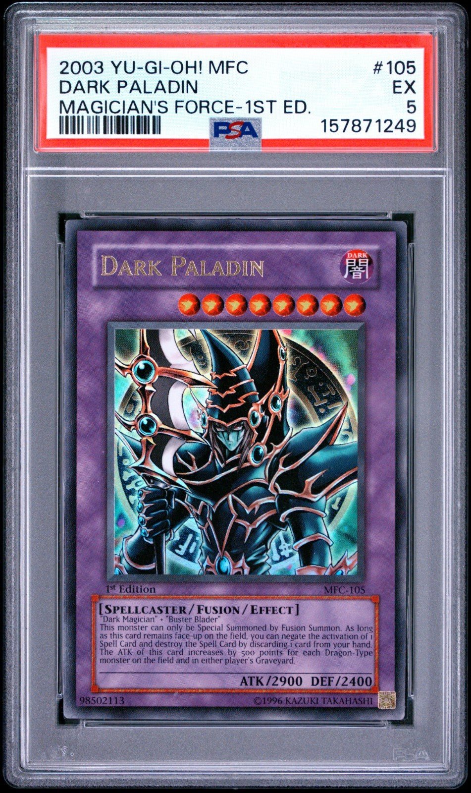 2003 Yu-Gi-Oh Dark Paladin 1st Edition Magician's Force MFC-105 PSA 5