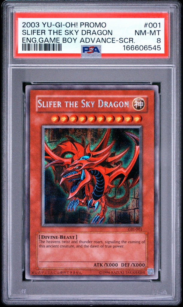2003 YUGIOH GBI-001 SLIFER THE SKY DRAGON SECRET RARE PROMO PSA 8