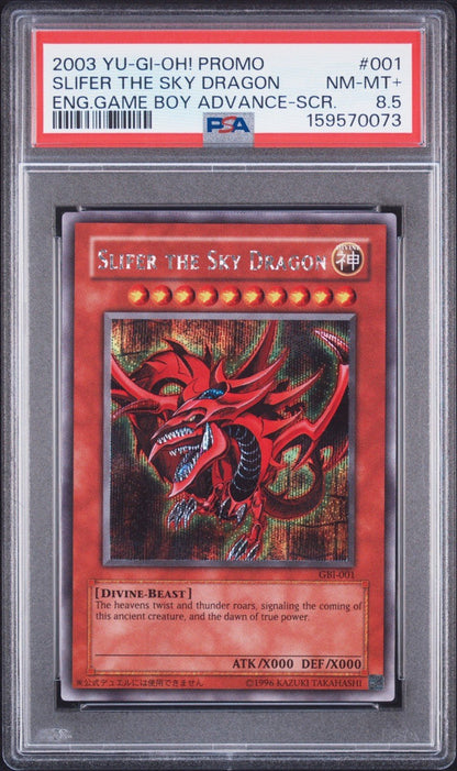 2003 YUGIOH GBI-001 SLIFER THE SKY DRAGON SECRET RARE PROMO PSA 8.5