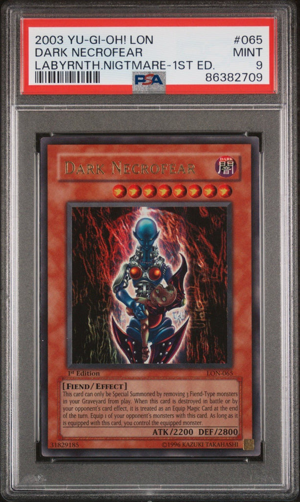 2003 Yugioh Labyrinth of Nightmare LON-065 Dark Necrofear PSA 9 1st Edition