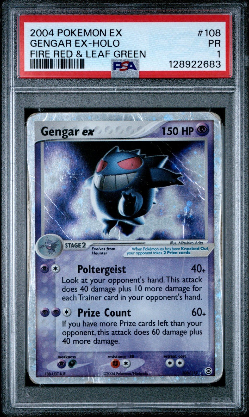 2004 Pokemon Fire Red Leaf Green PSA 1 Gengar EX Holo 108 Poor PR