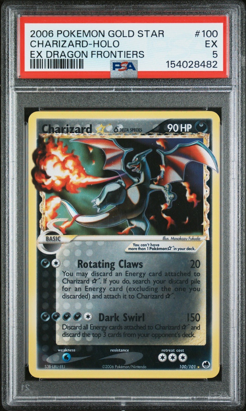 2006 POKEMON EX DRAGON FRONTIERS GOLD STAR 100 CHARIZARD - HOLO PSA 5
