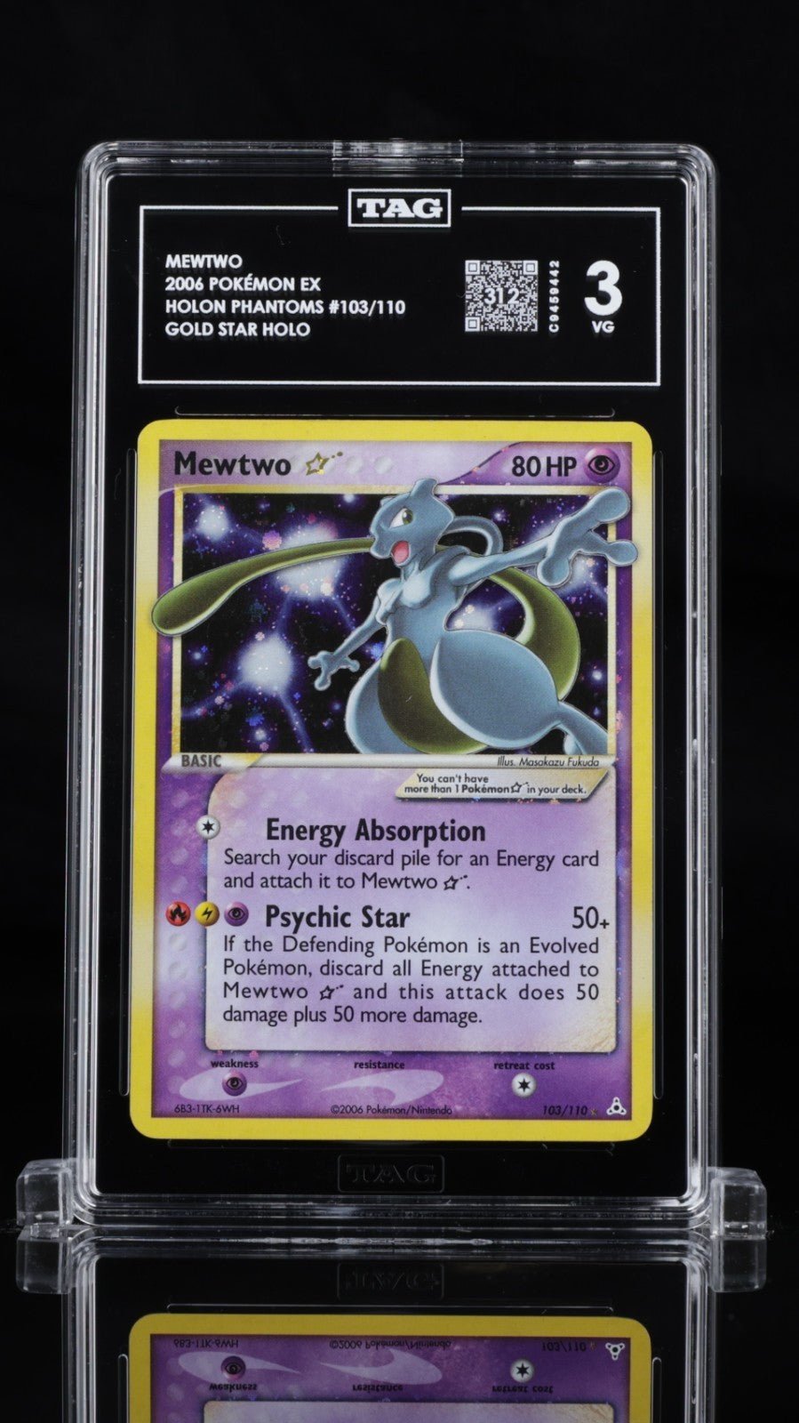 2006 POKEMON EX HOLON PHANTOMS GOLD STAR 103 MEWTWO - HOLO TAG 3