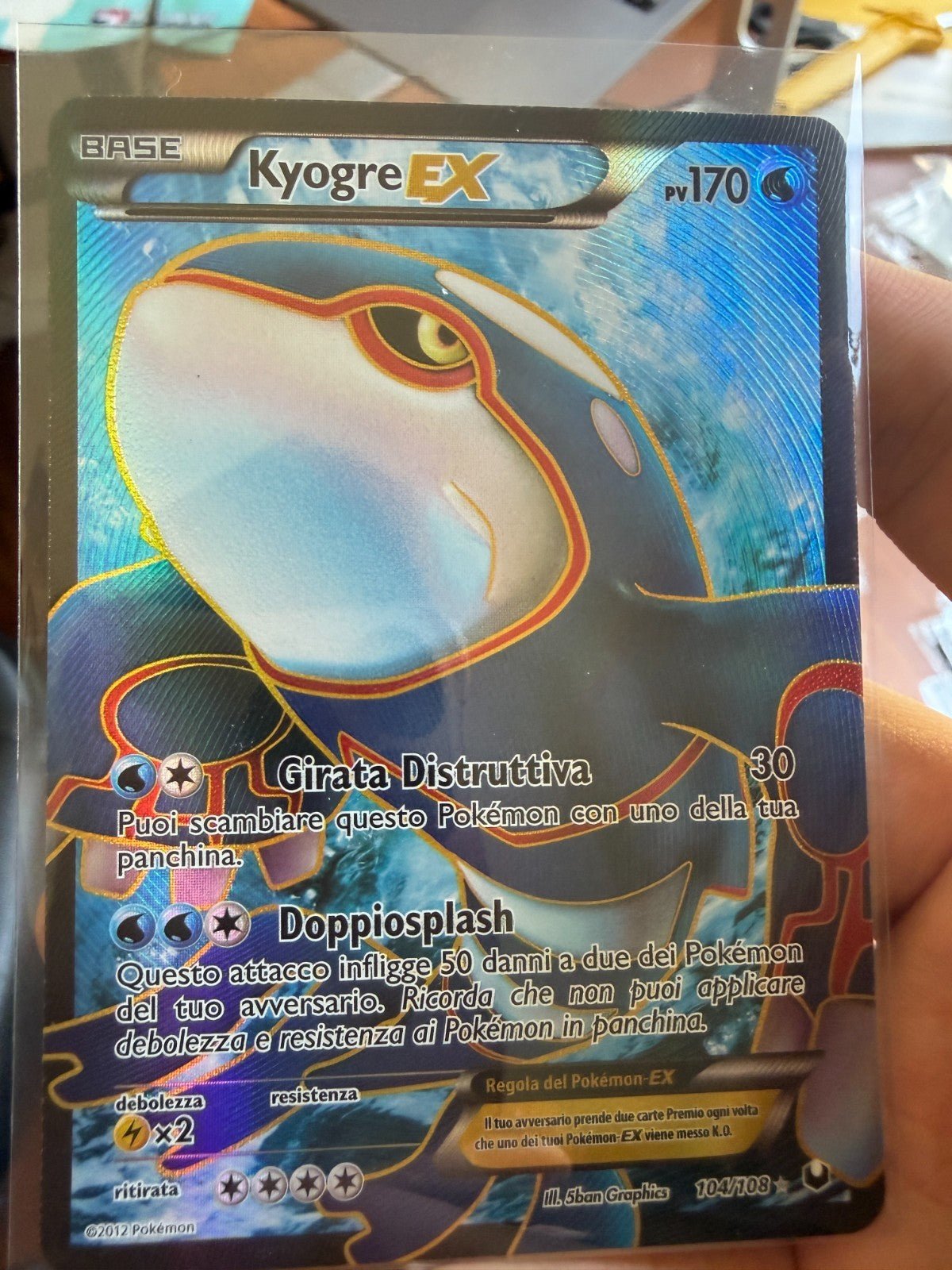 2012 Pokemon Kyogre Ex 104/108 Dark Explorers ITALIAN Full Art LP+