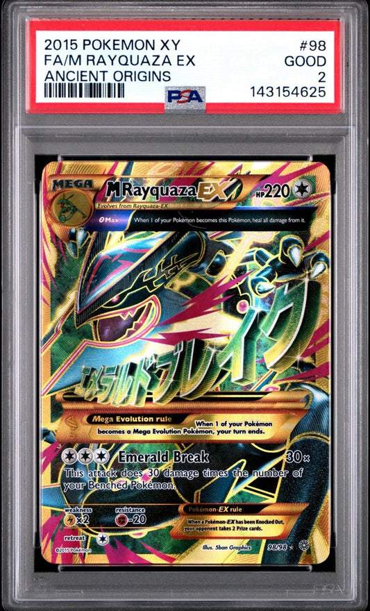 2015 Pokemon XY Ancient Origins PSA 2 M Rayquaza EX 98 Holo FA Mega Shiny
