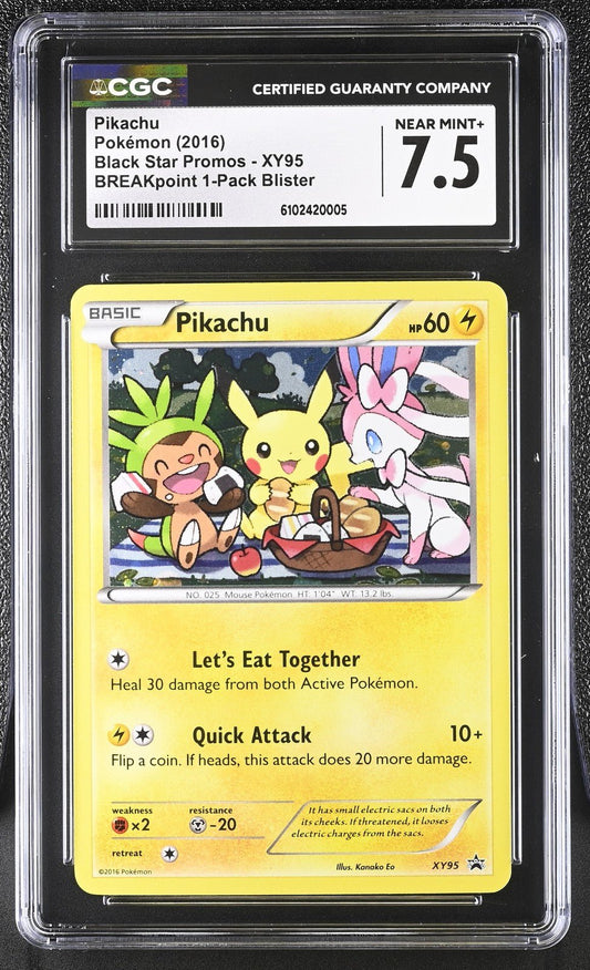 2016 POKEMON XY BLACK STAR PROMO BREAKPOINT BLISTERS XY95 PIKACHU - HOLO CGC 7.5