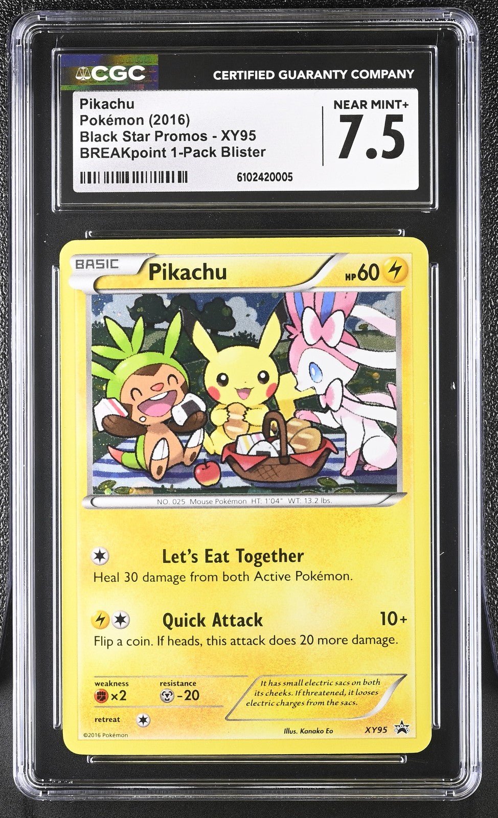 2016 POKEMON XY BLACK STAR PROMO BREAKPOINT BLISTERS XY95 PIKACHU - HOLO CGC 7.5