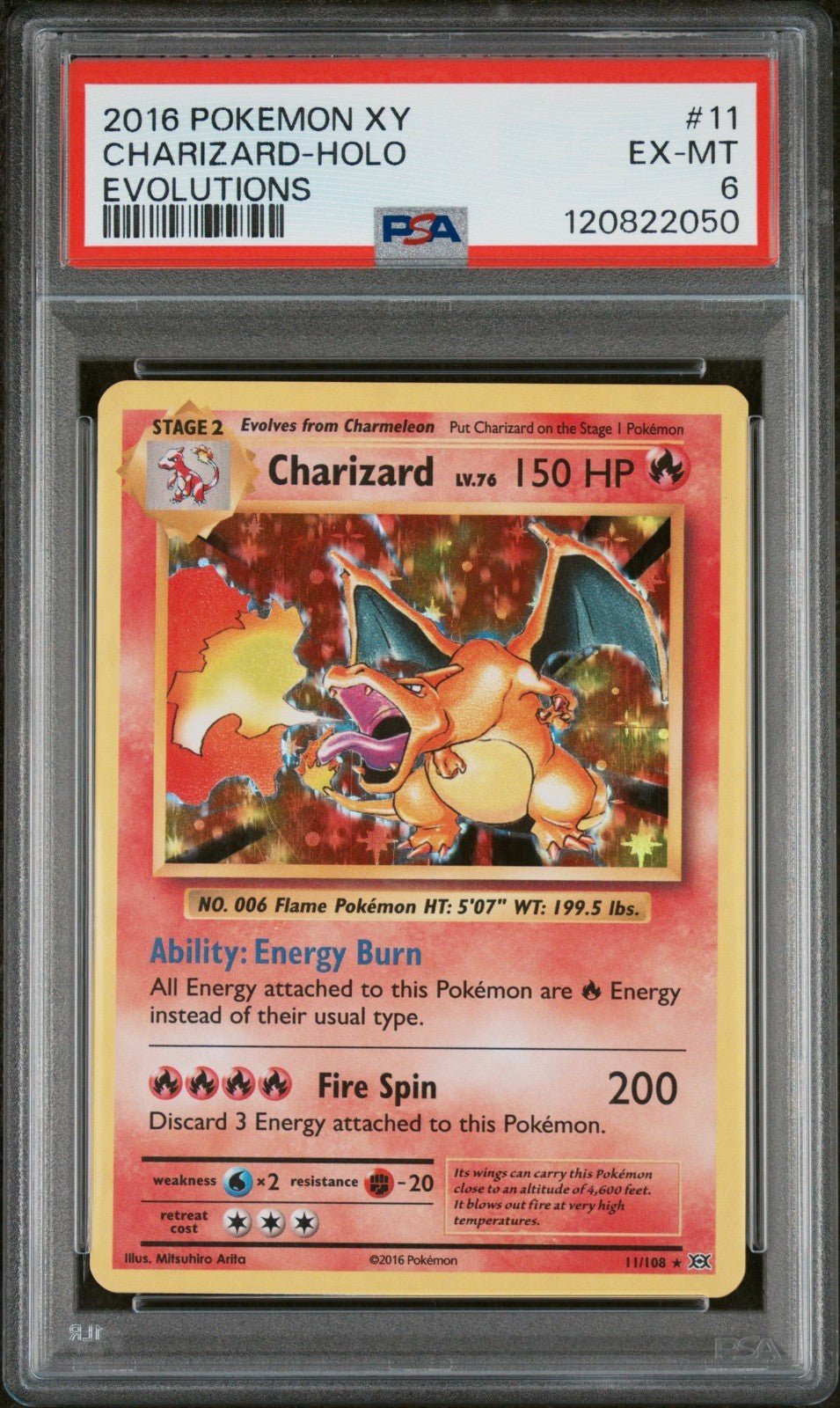 2016 Pokemon XY Evolutions Charizard Holo 11/108 PSA 6