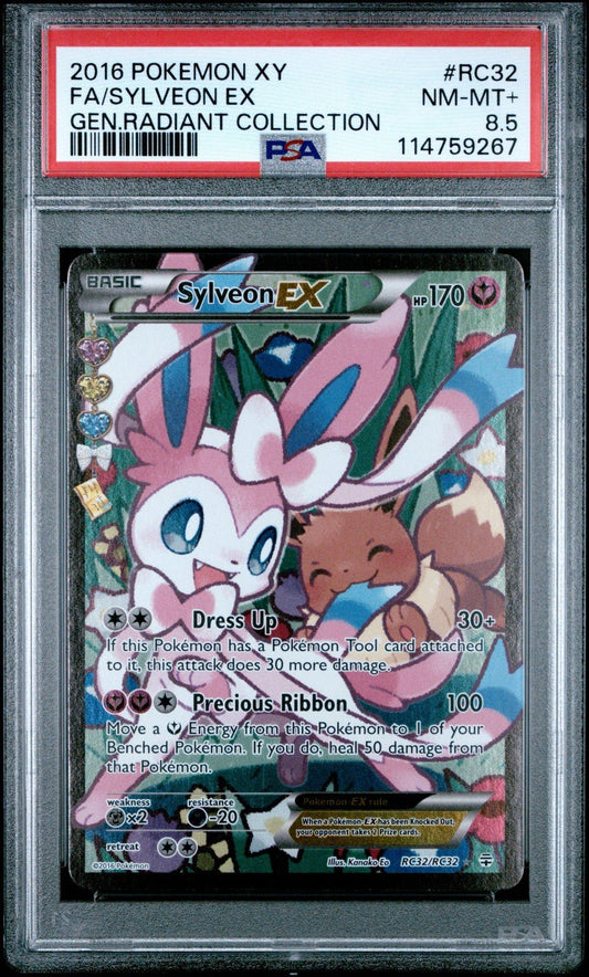2016 POKEMON XY GENERATIONS RADIANT COLL RC32 FULL ART/SYLVEON EX PSA 8.5