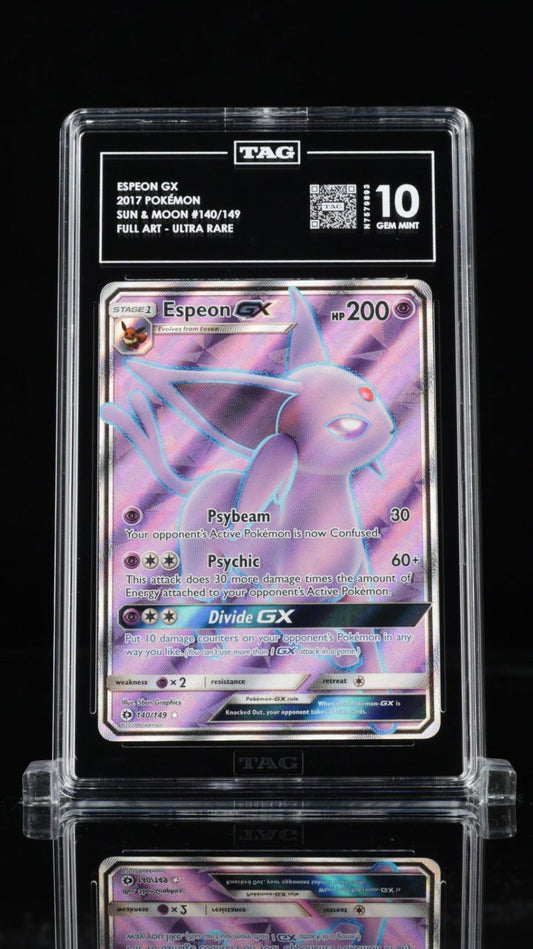 2017 POKEMON SUN & MOON 140 FULL ART/ESPEON GX TAG 10