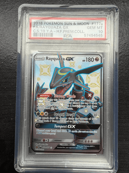 2018 POKEMON SUN & MOON CELESTIAL STORM 177A FULL ART/RAYQUAZA GX PSA 10