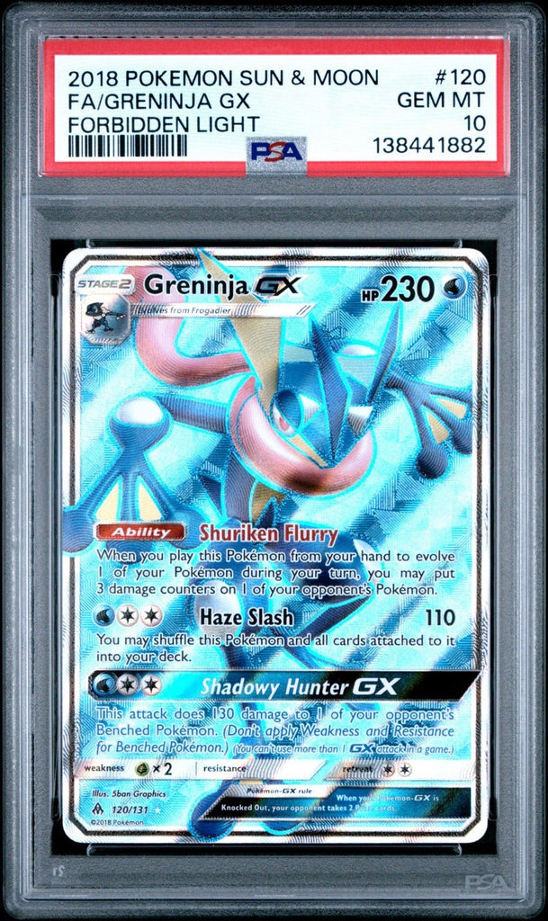 2018 Pokemon Sun & Moon Forbidden Light 120 FULL ART Greninja GX PSA 10