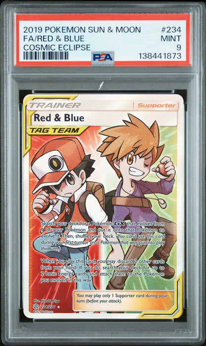 2019 Pokemon Cosmic Eclipse - Red & Blue FA Full Art 234 - PSA 9