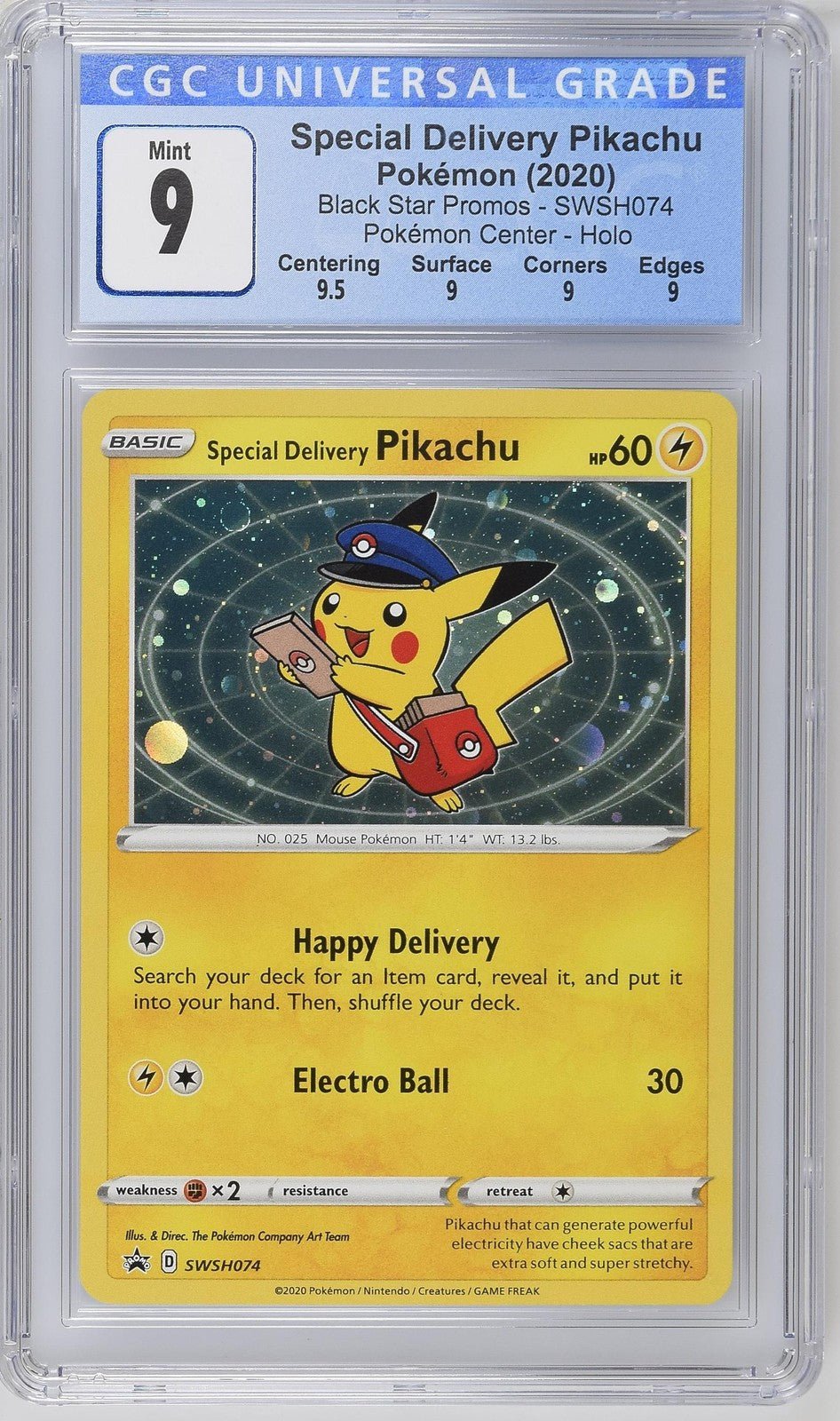 2020 Pokemon Special Delivery Pikachu SWSH074 CGC 9