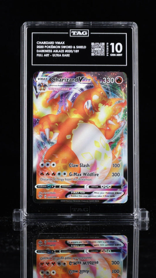 2020 POKEMON SWORD & SHIELD DARKNESS ABLAZE 020 FULL ART/CHARIZARD VMAX TAG 10