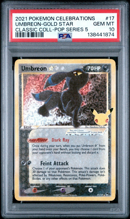 2021 POKEMON CELEBRATIONS CLASSIC COLL 17 UMBREON - GOLD STAR PSA 10