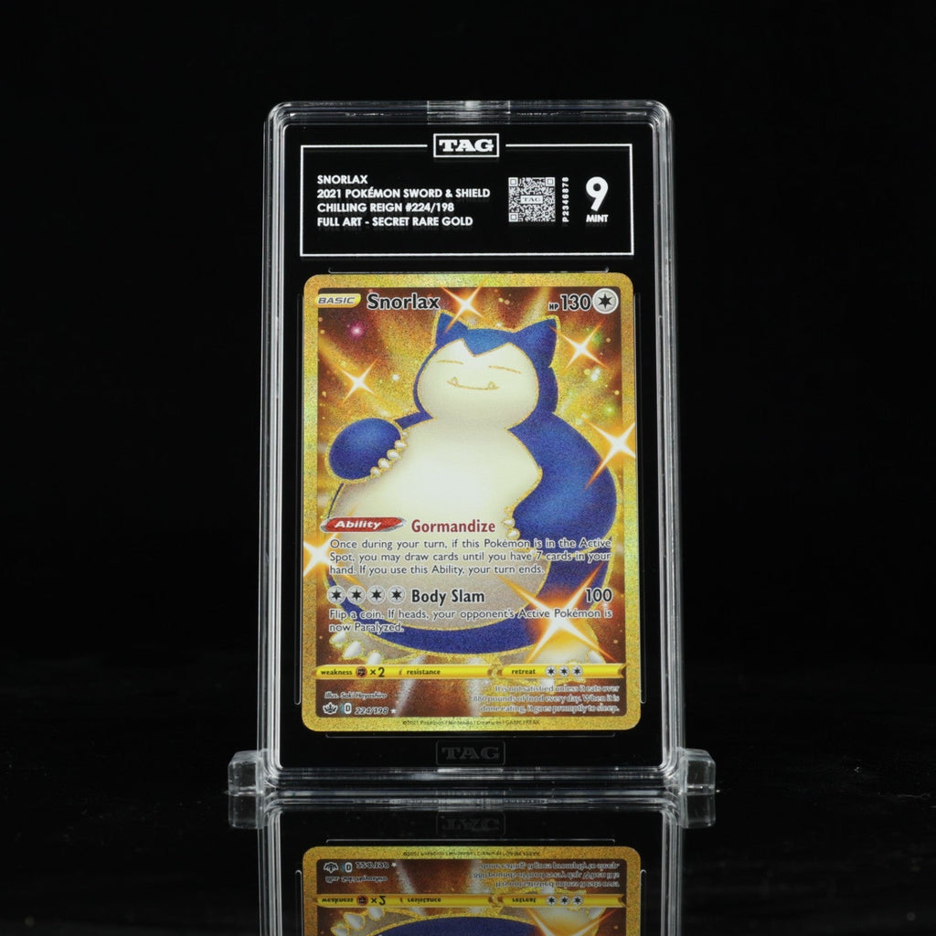 2021 POKEMON SWORD & SHIELD CHILLING REIGN SECRET 224 FULL ART/SNORLAX TAG 9