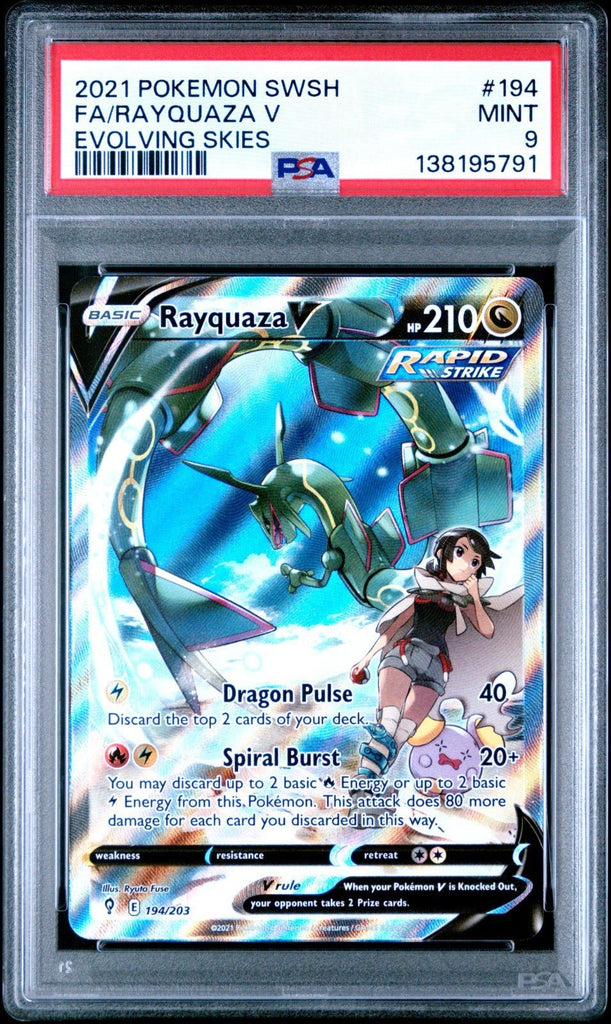 2021 Pokemon Sword & Shield Evolving Skies 194 Fa/Rayquaza V PSA 9