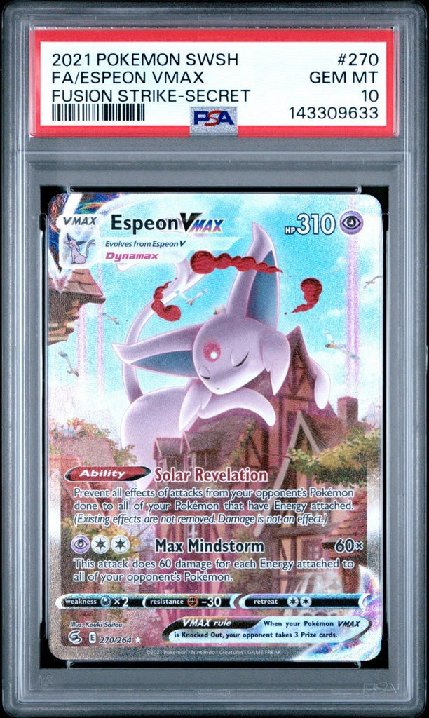 2021 POKEMON SWORD & SHIELD FUSION STRIKE SECRET FULL ART/ESPEON VMAX PSA 10