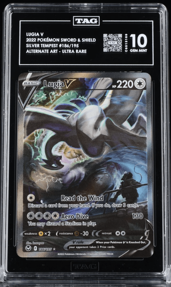 2022 Pokemon SWSH Silver Tempest 186/195 Lugia V Alt Art Ultra Rare TAG 10