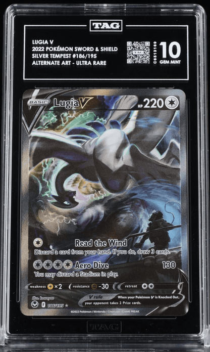 2022 Pokemon SWSH Silver Tempest 186/195 Lugia V Alt Art Ultra Rare TAG 10