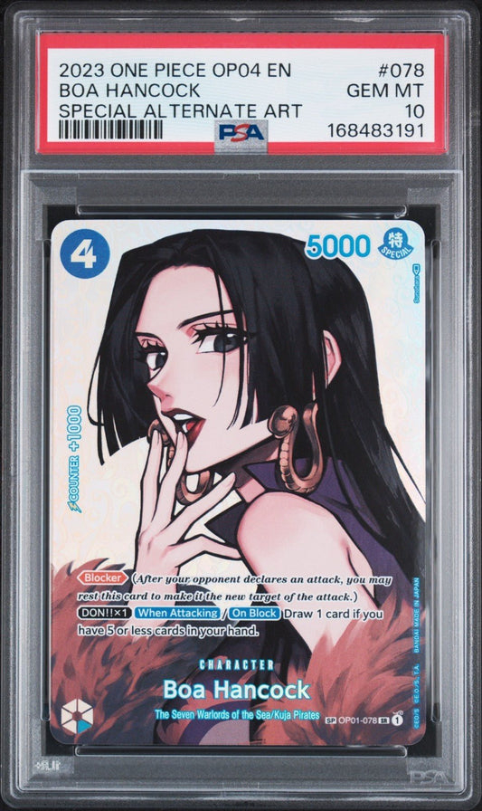 2023 ONE PIECE OP04 EN BOA HANCOCK KINGDOMS OF INTRIGUE SP OP01-078 PSA 10