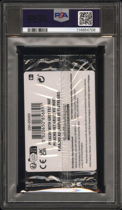 2023 PIKACHU BLACK STAR PROMO GREY FELT HAT X VAN GOGH - CELLO PACK PSA 10