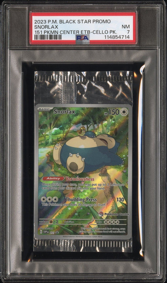 2023 P.M. Black Star Promo Snorlax 151 Pokemon Center Cello Pack PSA 7