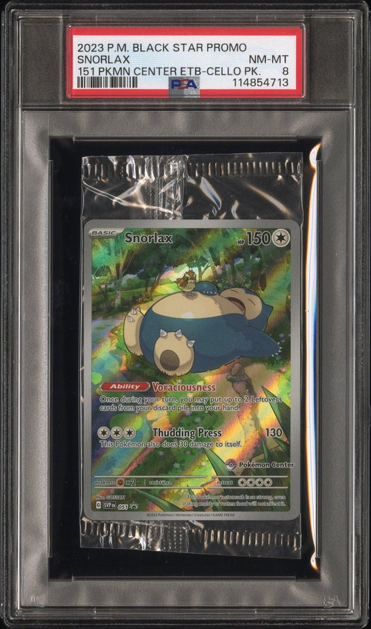 2023 P.M. Black Star Promo Snorlax 151 Pokemon Center Cello Pack PSA 8