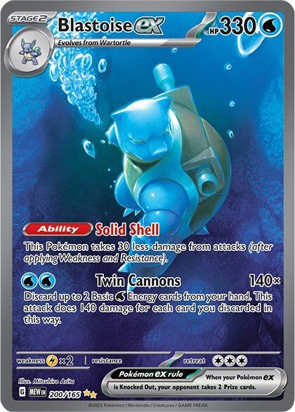 2023 Pokemon Blastoise Ex  200/165 Holo SIR Full Art Scarlet & Violet 151 TAG 9