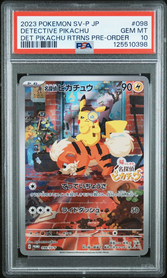 2023 POKEMON JPN SV - P PROMO 098 DETECTIVE PIKACHU PSA 10