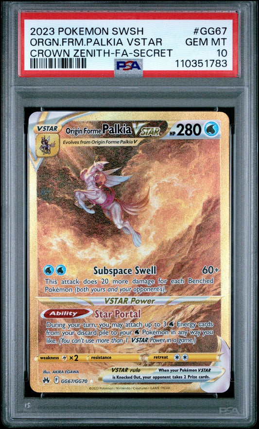 2023 Pokemon S&S Crown Zenith Origin Forme Palkia VSTAR FA Secret GG67 PSA 10