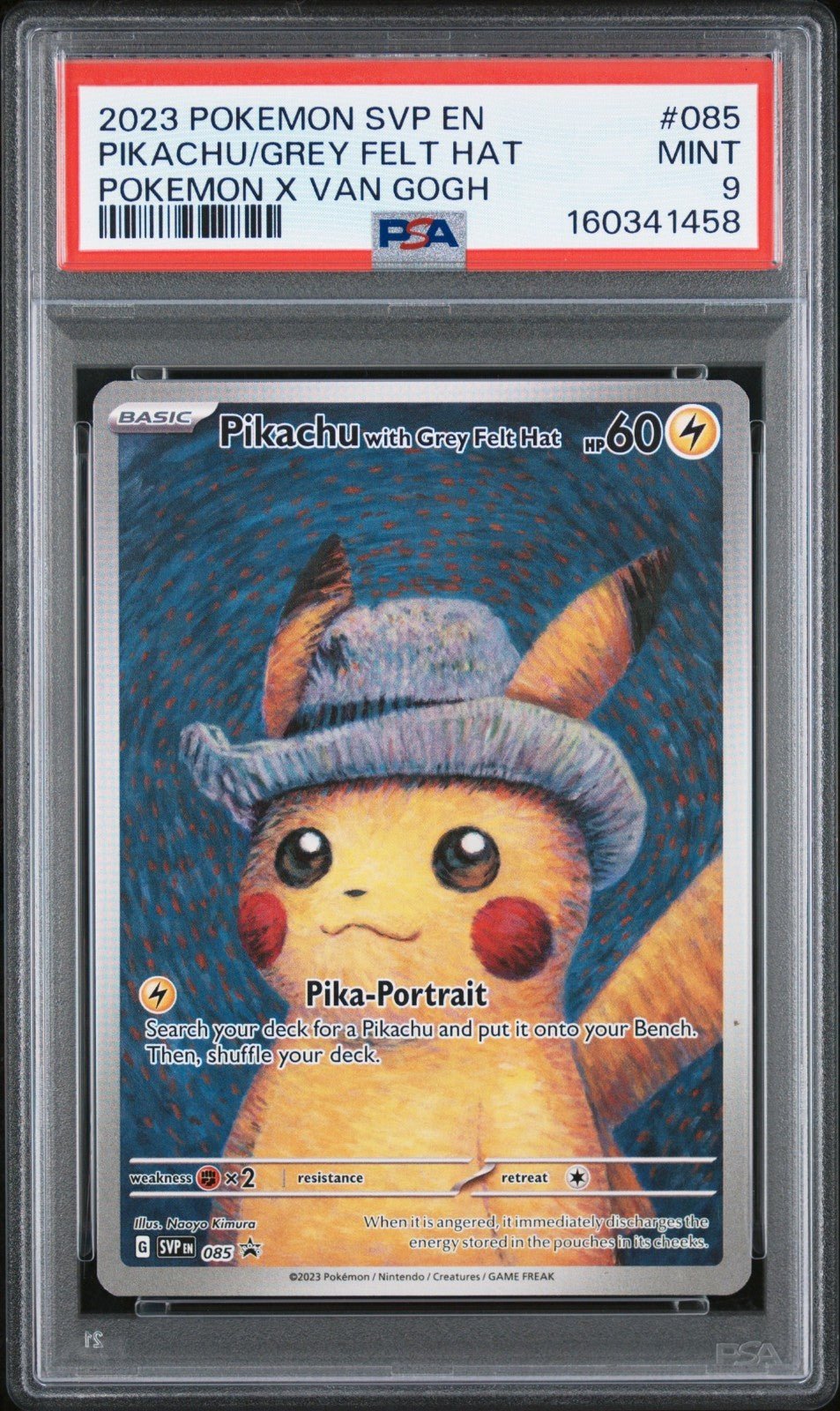 2023 POKEMON SVP EN-SV BLACK STAR PROMO 085 PIKACHU WITH GREY FELT HAT PSA 9