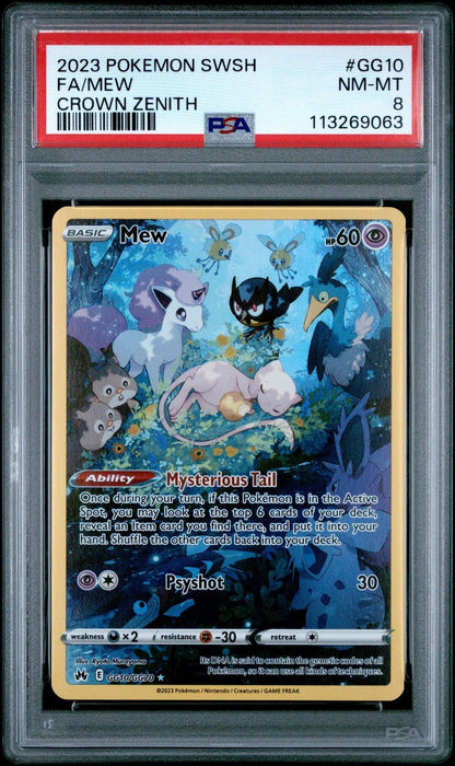 2023 POKEMON SWORD & SHIELD CROWN ZENITH GG10 FULL ART/MEW PSA 8