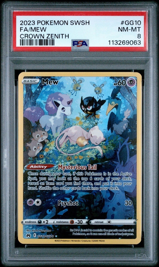 2023 POKEMON SWORD & SHIELD CROWN ZENITH GG10 FULL ART/MEW PSA 8