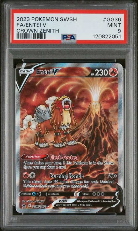 2023 Pokemon SWSH Crown Zenith GG36 Entei V FA PSA 9