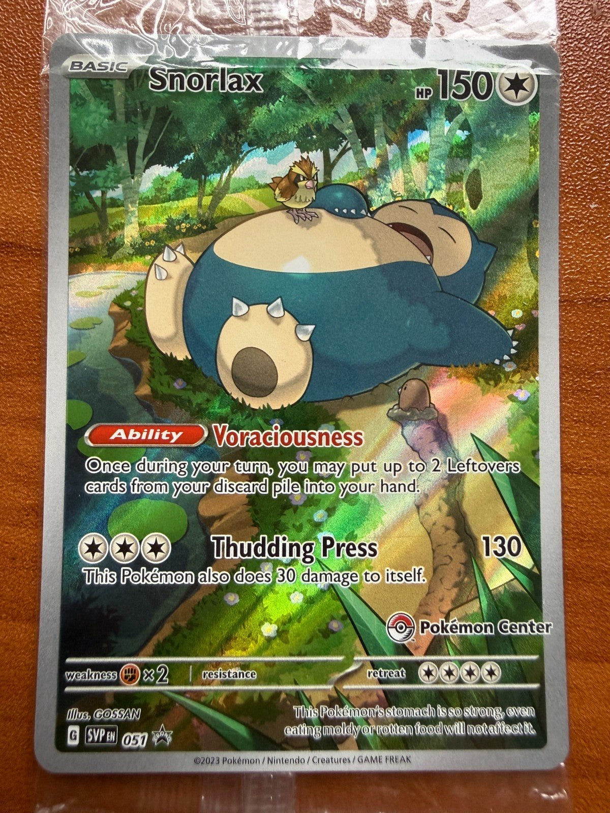 2023 SNORLAX Pokémon Card SVP 051 Pokemon Center Stamped 151 ETB Promo Sealed