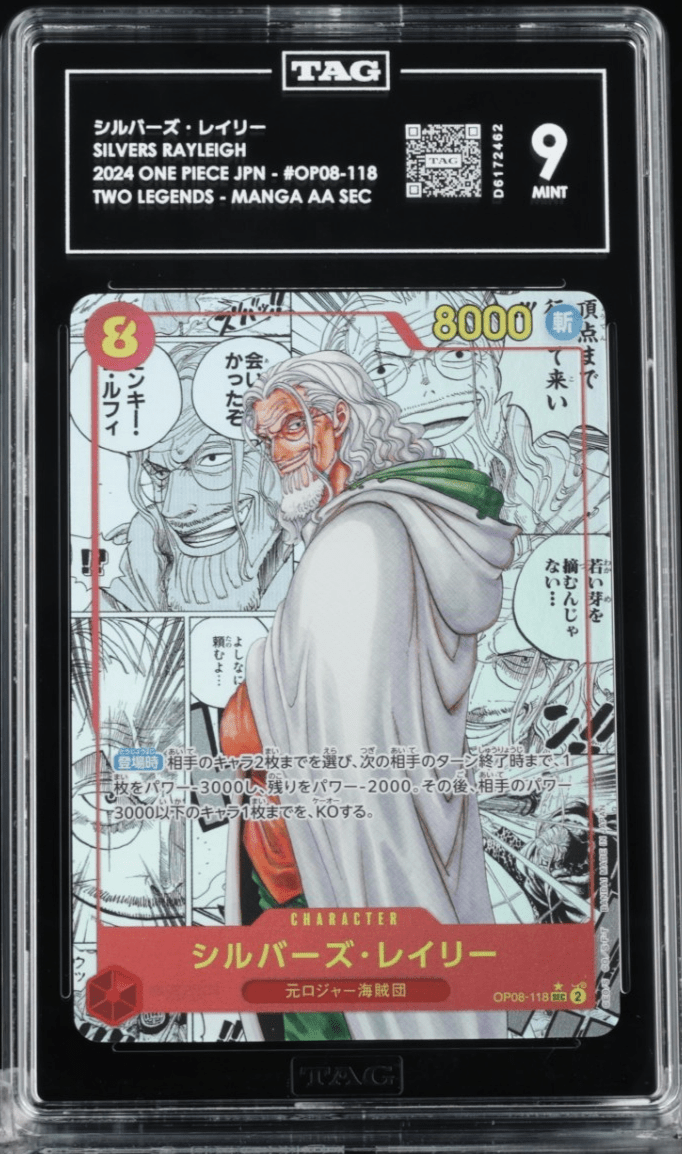 2024 One Piece Japanese Silvers Rayleigh Manga Alternate Art #OP08-118 TAG 9