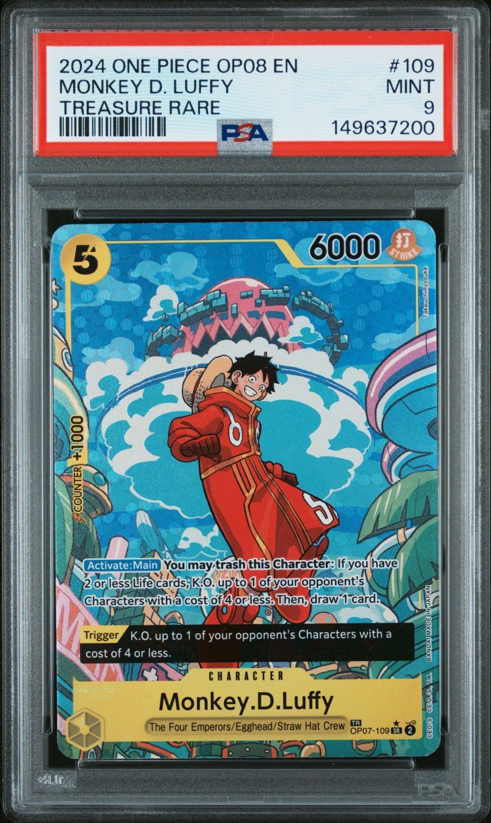 2024 ONE PIECE OP08 - TWO LEGENDS TREASURE RARE 109 MONKEY D. LUFFY PSA 9