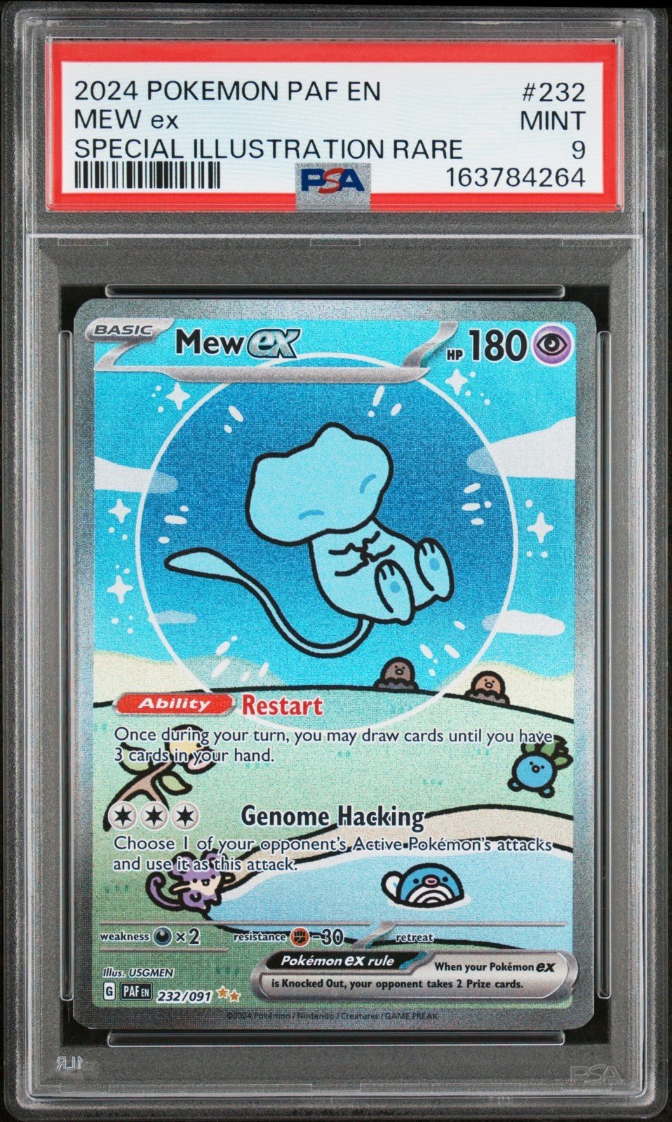 2024 POKEMON PAF EN-PALDEAN FATES SPECIAL ILLUSTRATION RARE 232 MEW EX PSA 9
