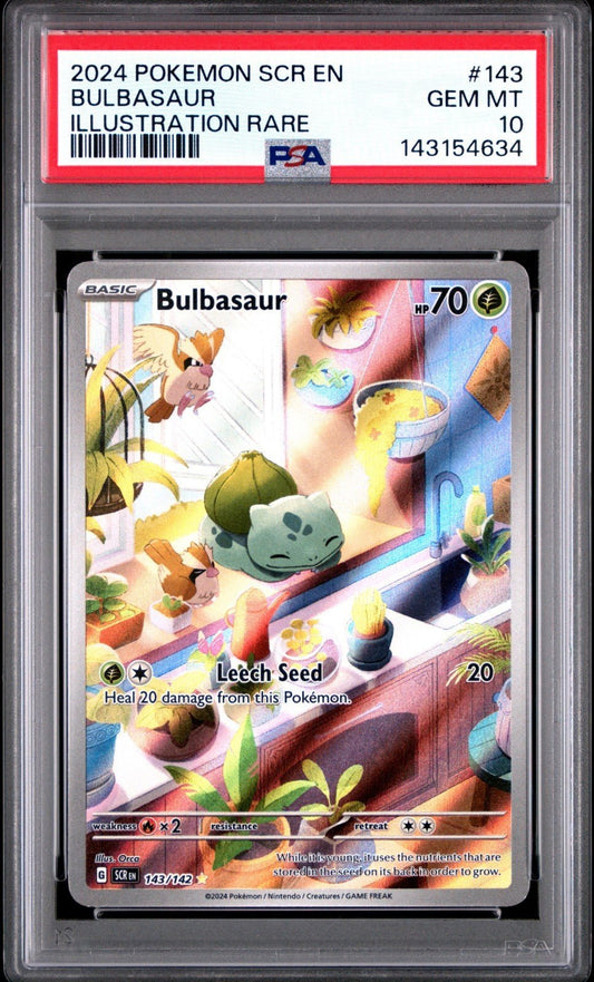 2024 POKEMON SCR EN - STELLAR CROWN ILLUSTRATION RARE 143 BULBASAUR PSA 10