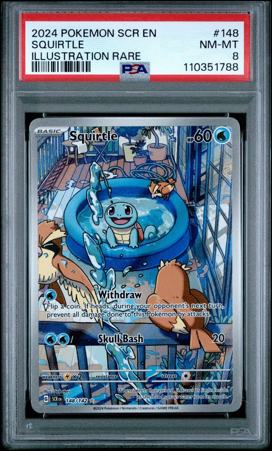 2024 Pokemon Stellar Crown Squirtle Illustratrion Rare 148 PSA 8