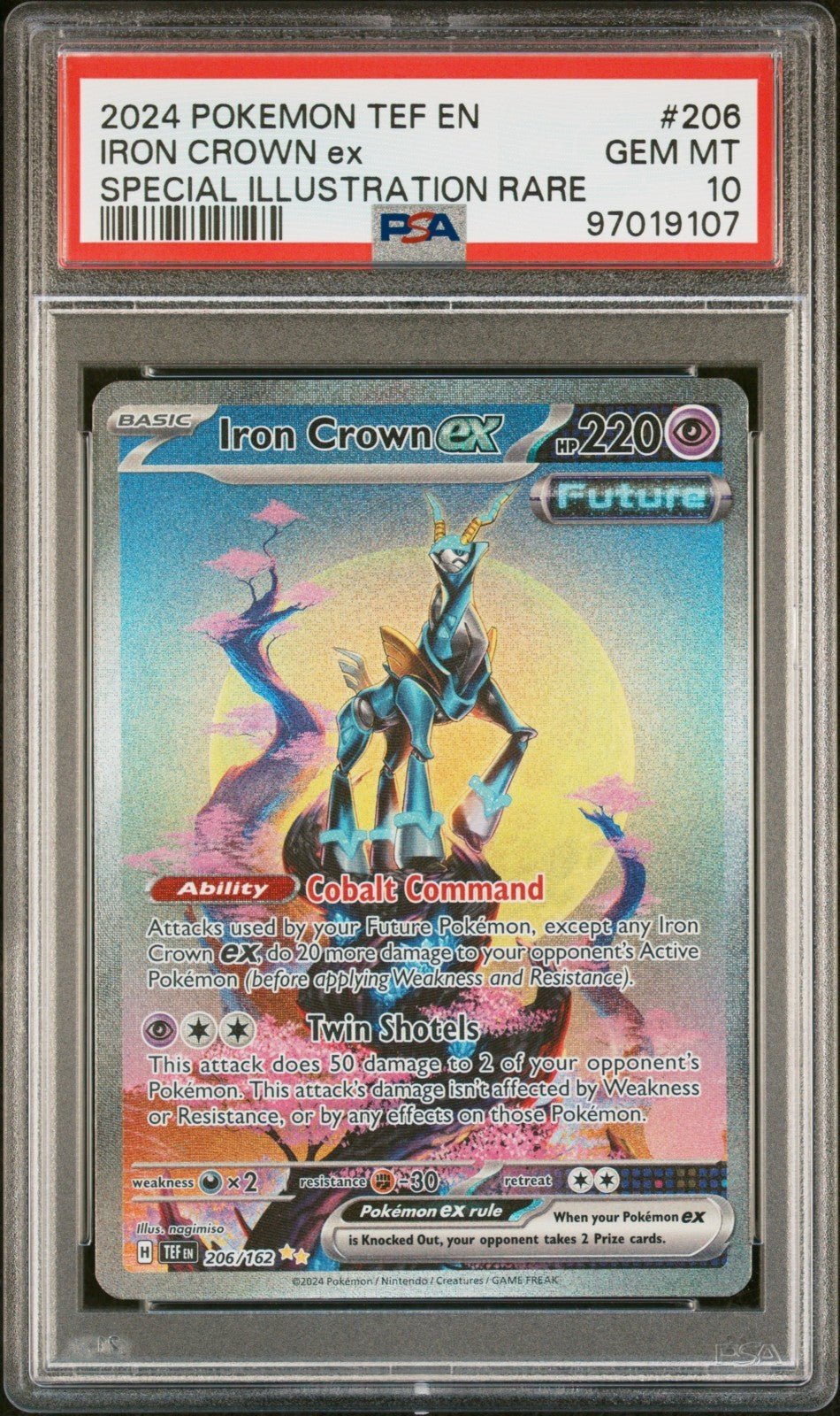 2024 POKEMON TEMPORAL FORCES SPECIAL ILLUSTRATION RARE 206 IRON CROWN EX PSA 10