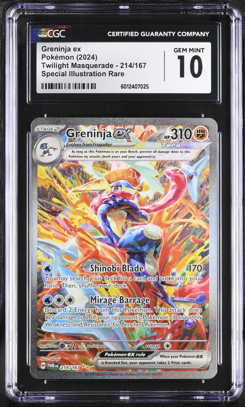 2024 Pokemon Twilight Masquerade Greninja EX 214/167 CGC 10 Gem Mint SIR