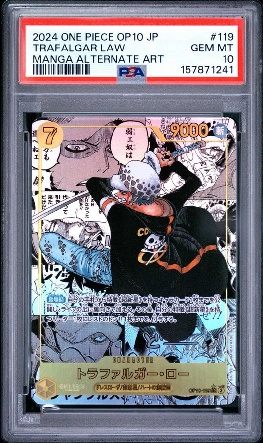 2024 PSA 10 Trafalger D. Law (Manga Alt Art) OP10-119 SEC Japanese