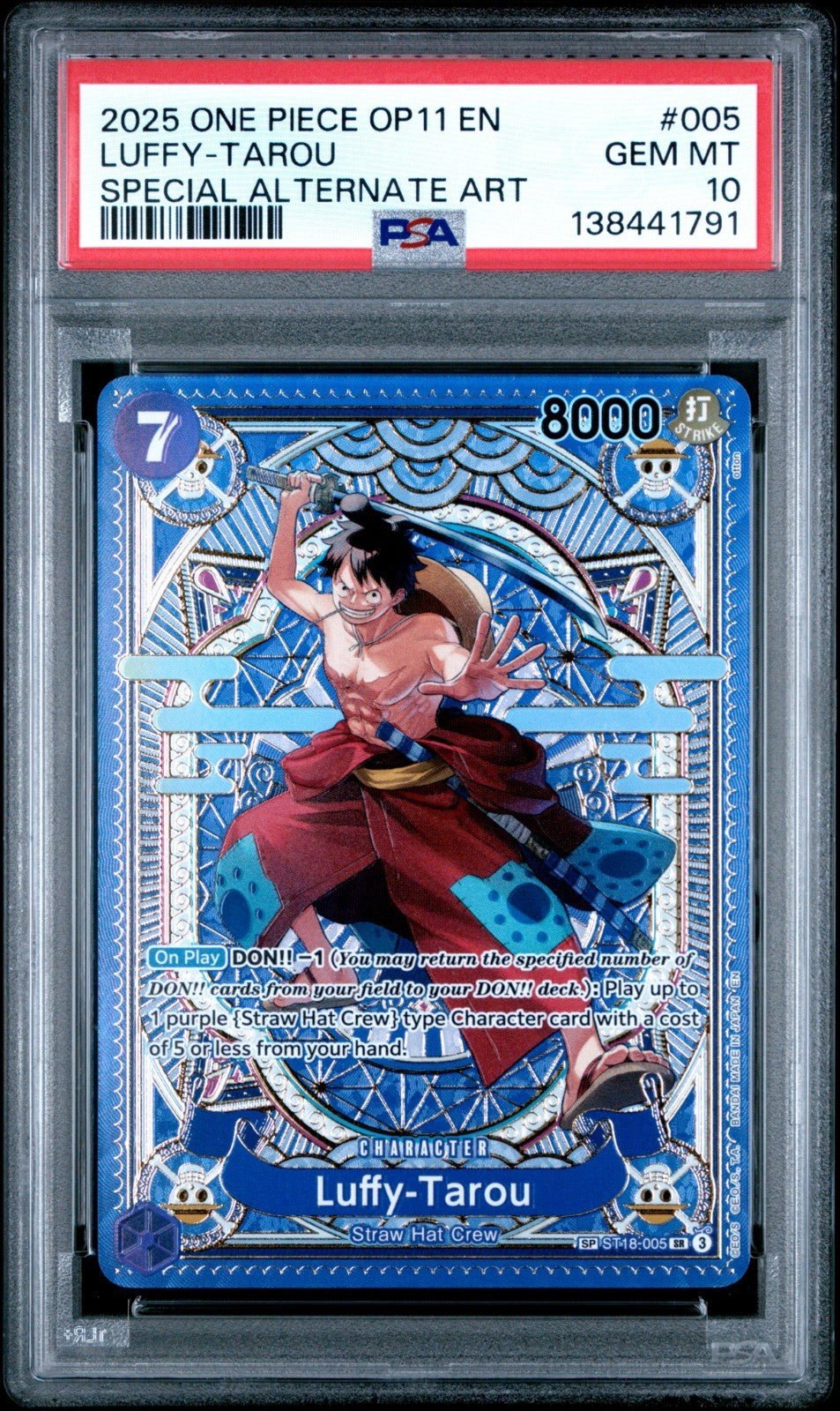 2025 ONE PIECE OP11 EN LUFFY - TAROU SPECIAL ALTERNATE ART PSA 10 ST18 - 005 SP 2
