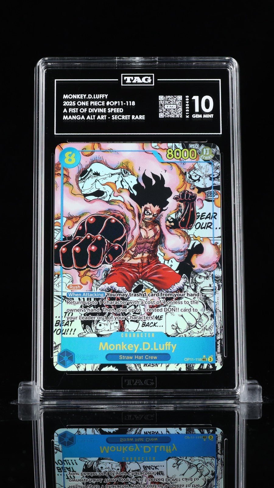 2025 ONE PIECE OP11 FIST OF DIVINE SPEED MANGA ART 118 MONKEY D LUFFY TAG 10 2