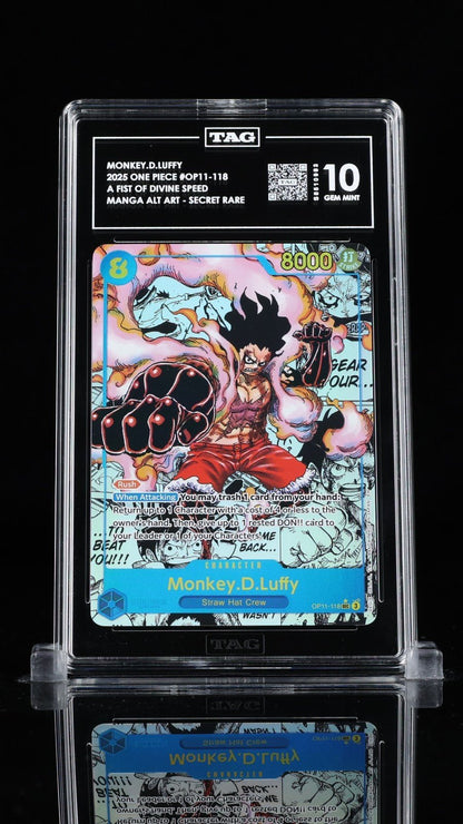 2025 ONE PIECE OP11 FIST OF DIVINE SPEED MANGA ART 118 MONKEY D LUFFY TAG 10